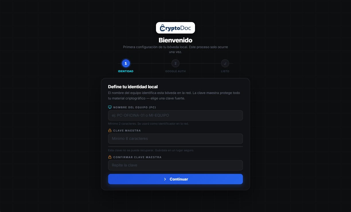 CryptoDoc Setup - Bienvenido